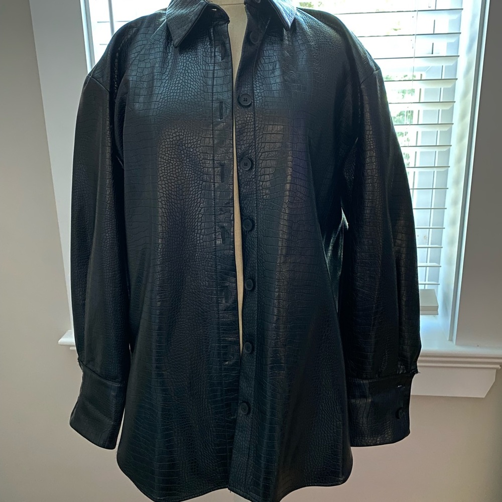 Black croc shacket button down